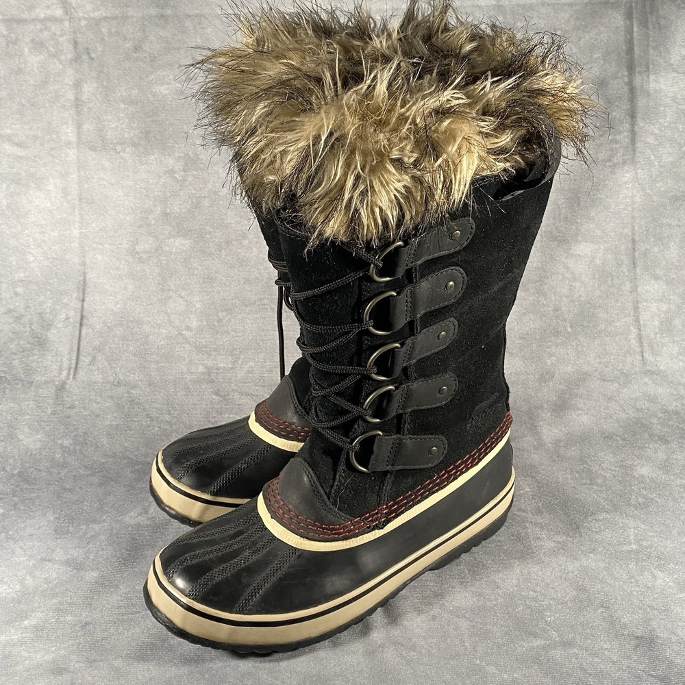 Sorel Joan of Arctic Women's Size 8 Black Waterproof Winter Snow Boots Fur